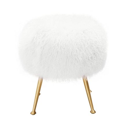 SAFAVIEH 16.9 x 19.7 x 19.7 in. Anna Sheepskin Ottoman SFV4747B